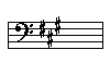 Key signature of 3 sharps, Bass Clef