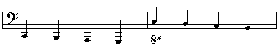 8vb sign (one octave lower)
