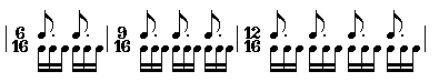 examples of 6/16, 9/16, 12/16